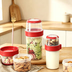 CouldNook Salad Cup - Separate Stacked Compartments and Clear Upper Container