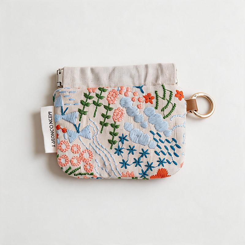 CouldNook Embroidered Wristlet Pouch Organizer Bag - Warm Routine Accent