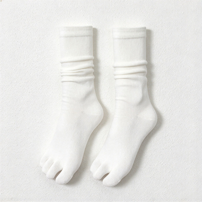 CouldNook Split-Toe Crew Socks - Solid Knit And Separate Big-Toe Section