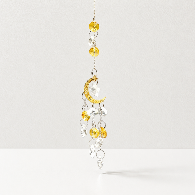 CouldNook Celestial Crystal Suncatcher - Moon and Star Designs