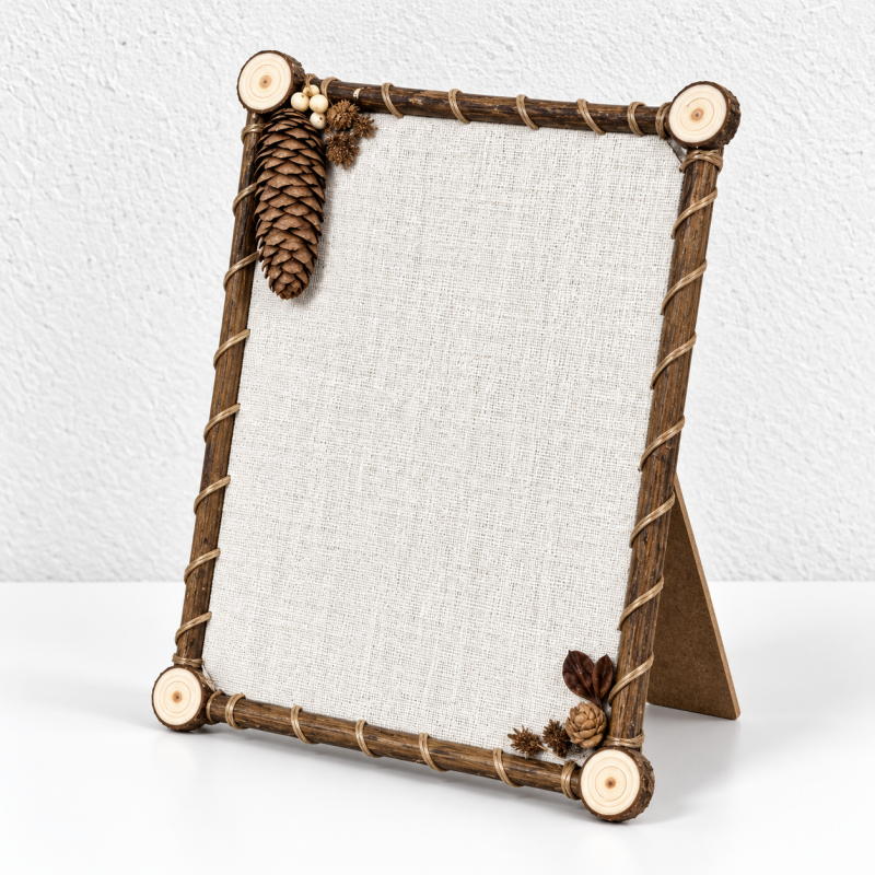 Woodland Photo Frame - Branch Border and Pinecone Accents