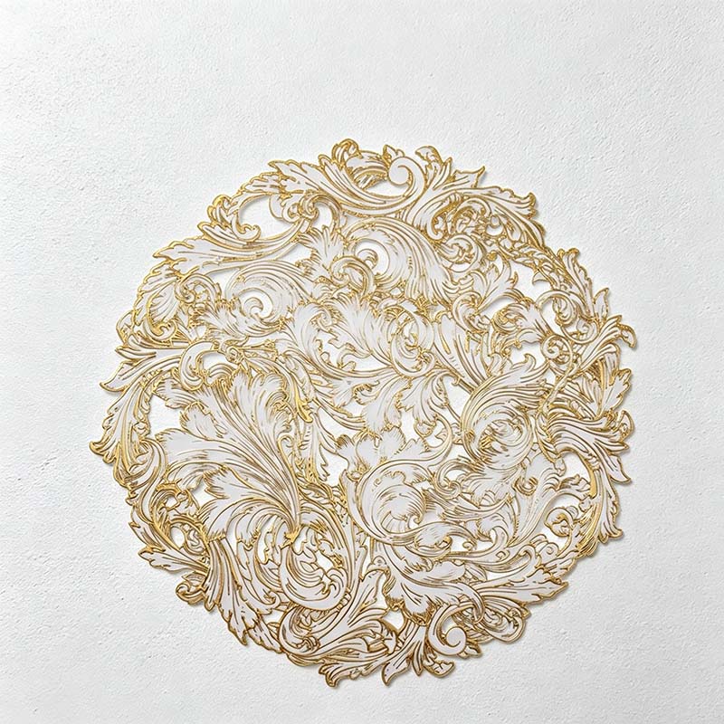 CouldNook Round PVC Placemat - Metallic Scrollwork Color Designs
