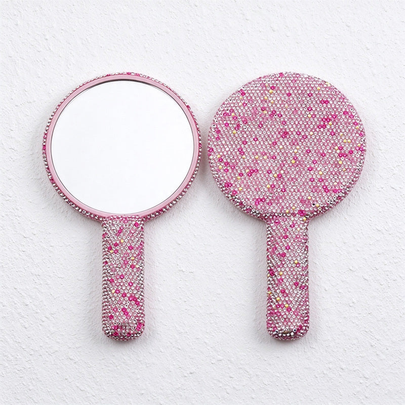 Hand Mirror in Rhinestone and Plain White Designs