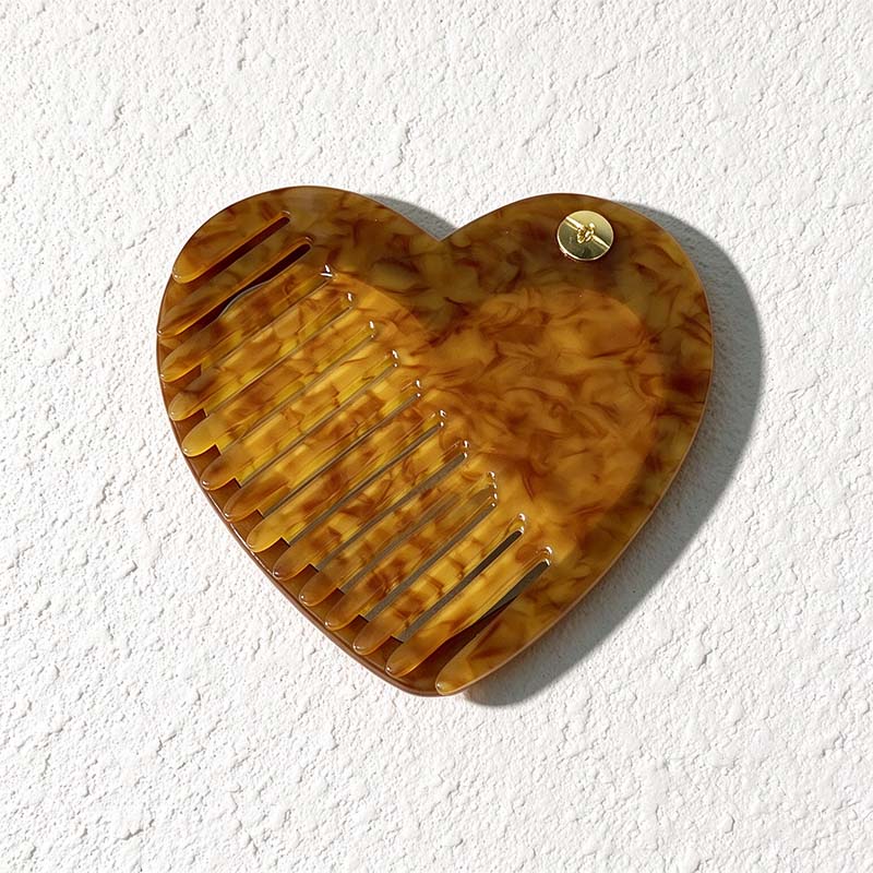 CouldNook Heart Mirror Comb - Marbled Acetate and Swivel Opening Detail