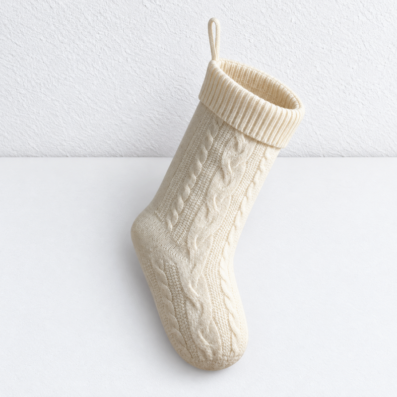 CouldNook Cable Knit Christmas Stocking - Ribbed Foldover Cuff
