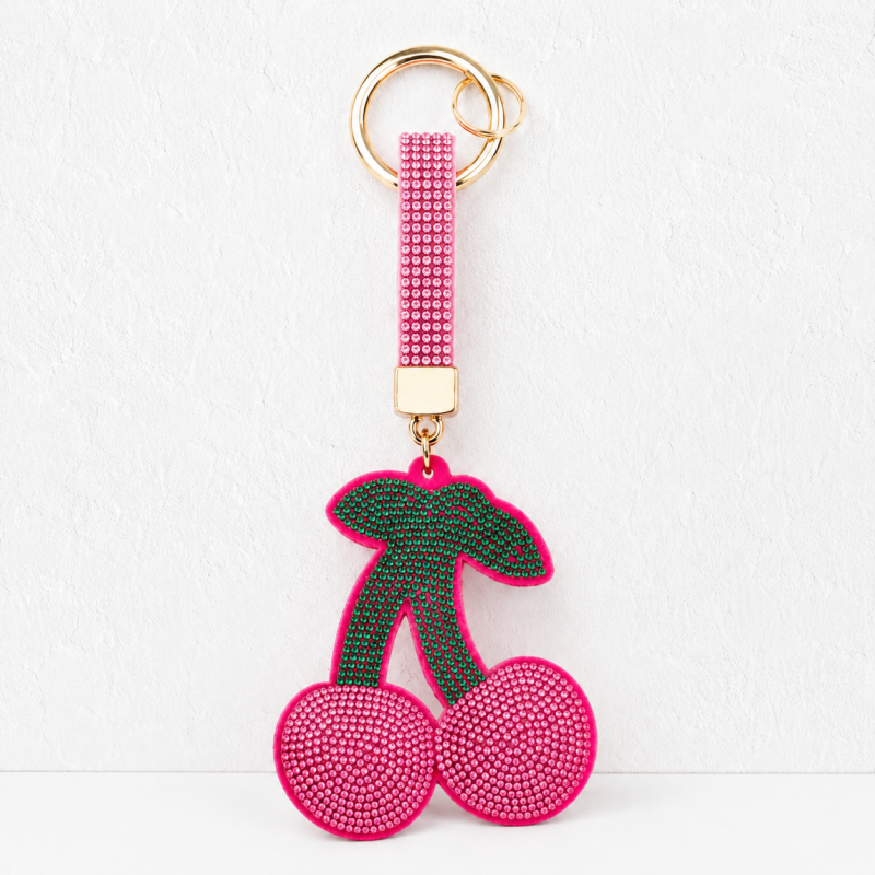 CouldNook Rhinestone Cherry Keychain - Fruit Bag Charm