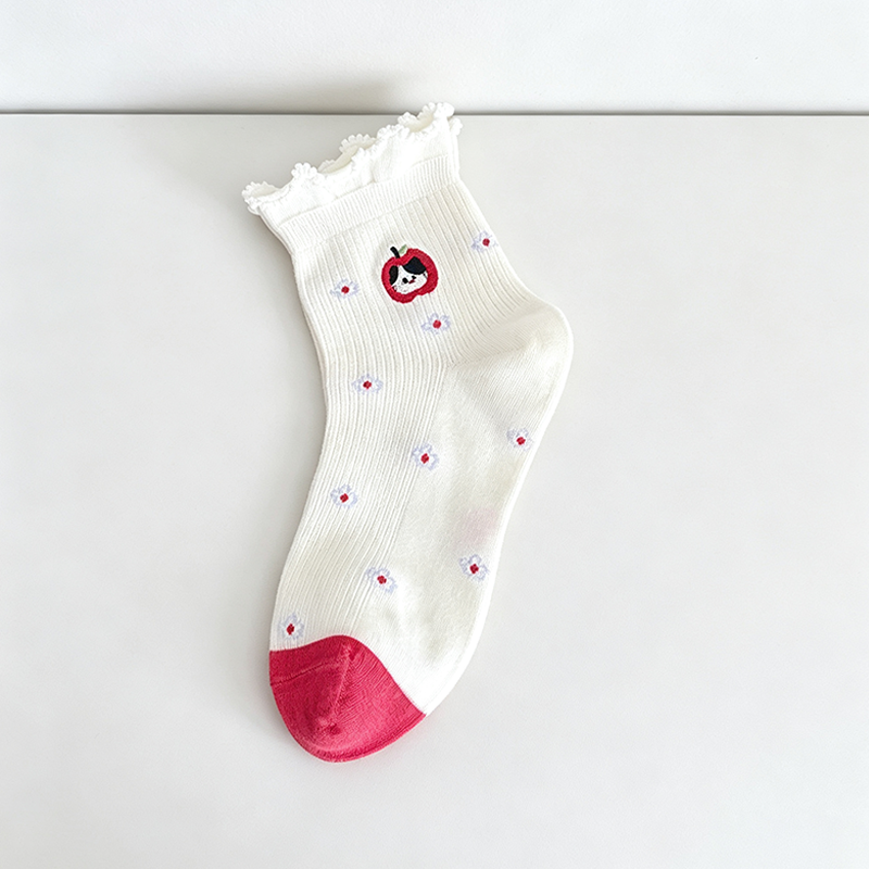 CouldNook Apple Cat Crew Socks - Character Drawer Accent