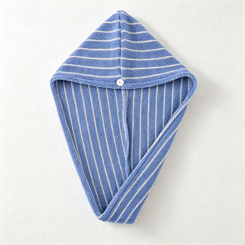 CouldNook Striped Cotton Hair Towel Wrap - Tapered Bound Edge Design