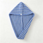 CouldNook Striped Cotton Hair Towel Wrap - Tapered Bound Edge Design