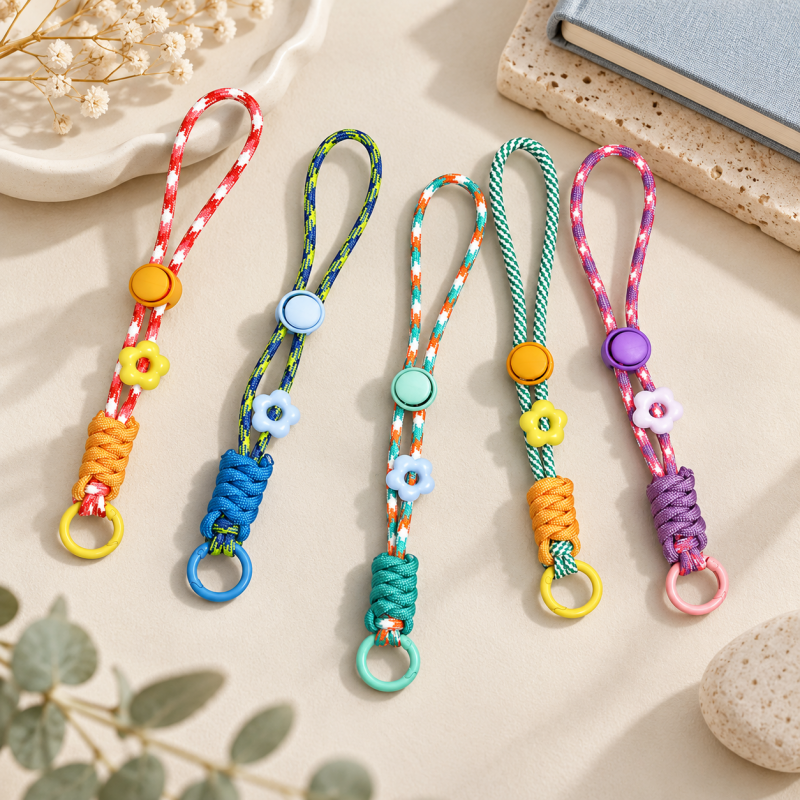 CouldNook Phone Wrist Strap - Patterned Cotton Cord and Flower Accent