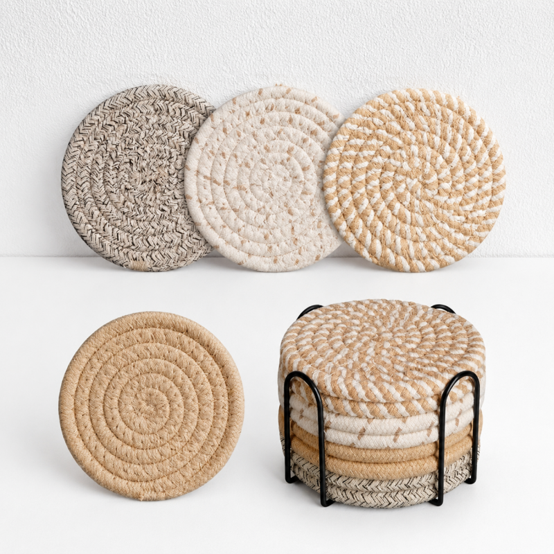 CouldNook Braided Cotton Coaster Set - Spiral Color Collections
