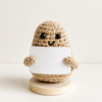 CouldNook Yarn Potato Doll Ornament - Wooden Display Base