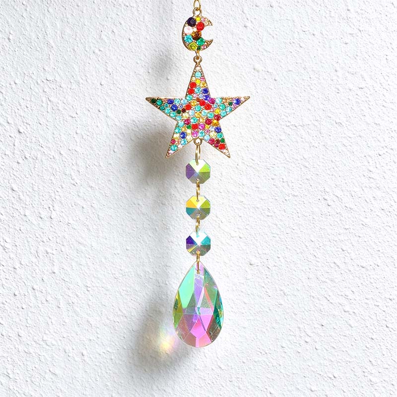 CouldNook Jeweled Motif Suncatcher - Colorful Outline And Faceted Hanging Drop