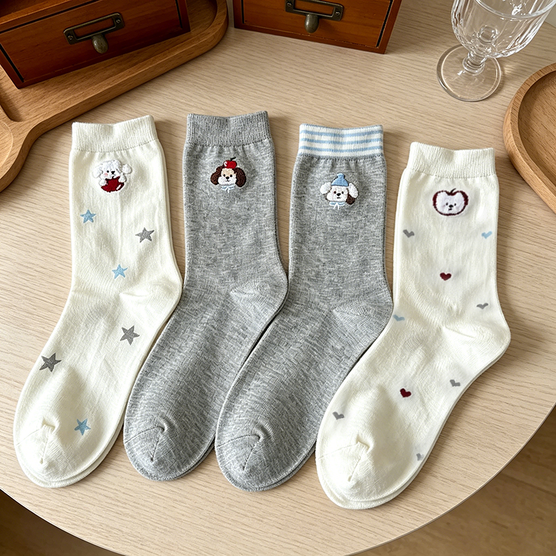 CouldNook Dog Graphic Crew Socks - Casual Gift Accent