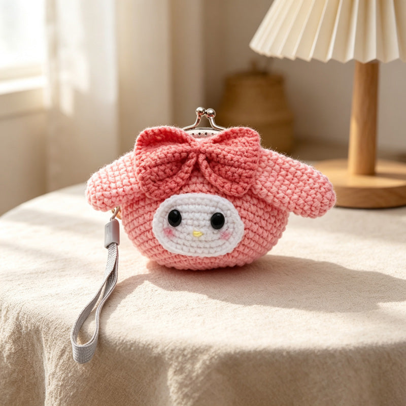 CouldNook Cotton Rabbit Character Coin Purse - Kiss-Lock Wristlet Design