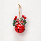 CouldNook Christmas Bell Ornament - Checkered Bows and Greenery Accents