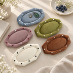 CouldNook Velvet Pearl Jewelry Mat - Scalloped Oval Tray