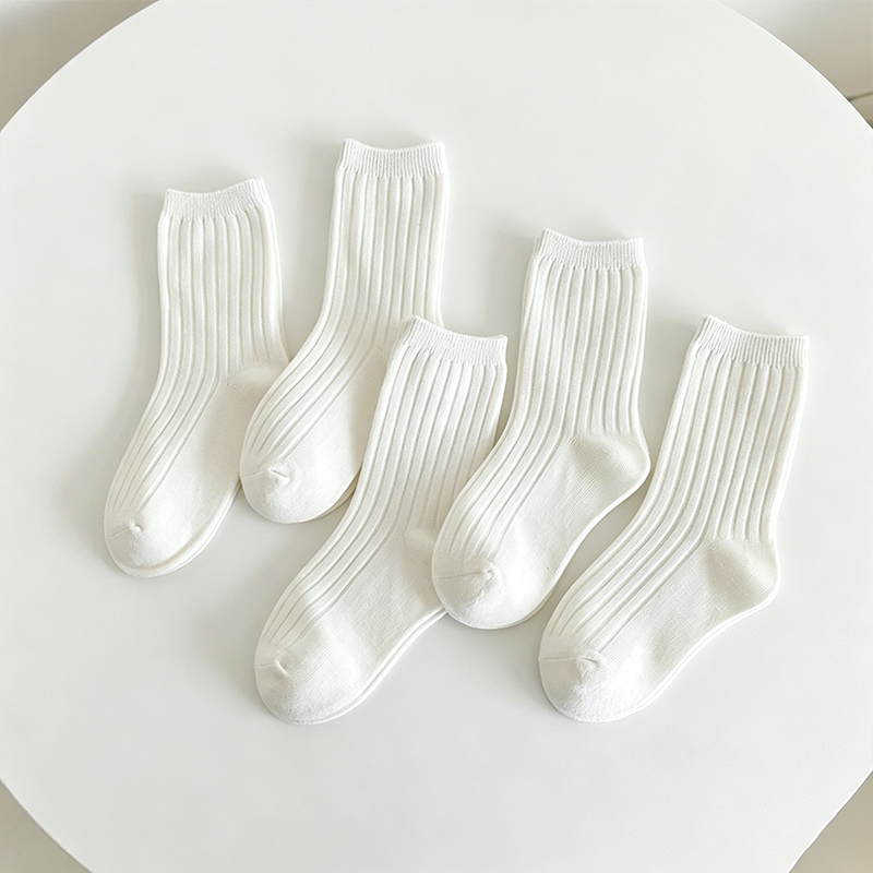 CouldNook Ribbed Solid Kids Socks - Everyday Drawer 5PCS Set
