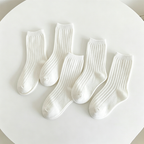 CouldNook Ribbed Solid Kids Socks - Everyday Drawer 5PCS Set