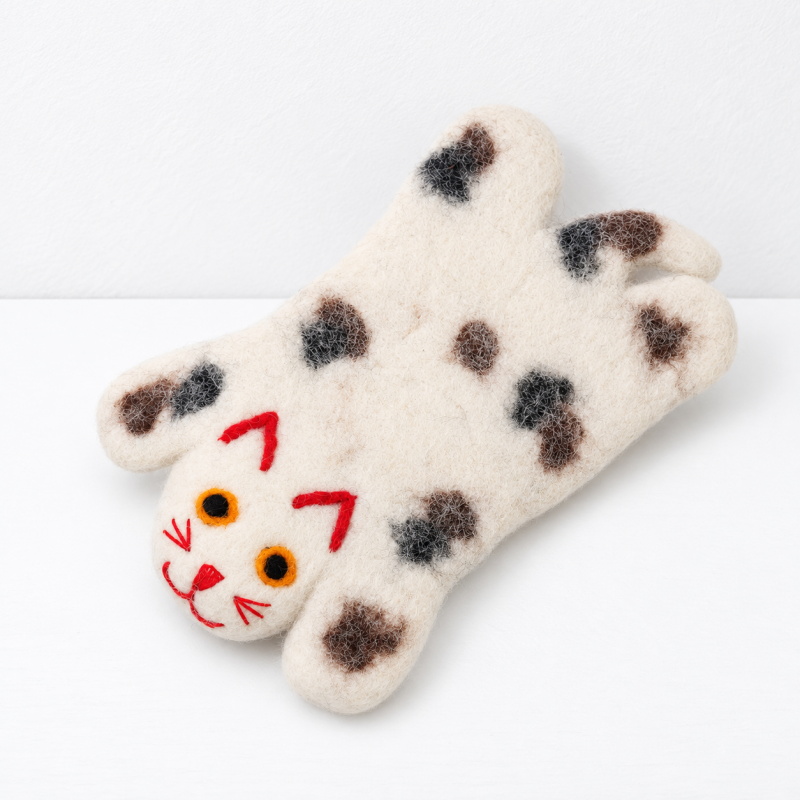 CouldNook Felted Animal Coaster - Sculpted Character Shapes Accent