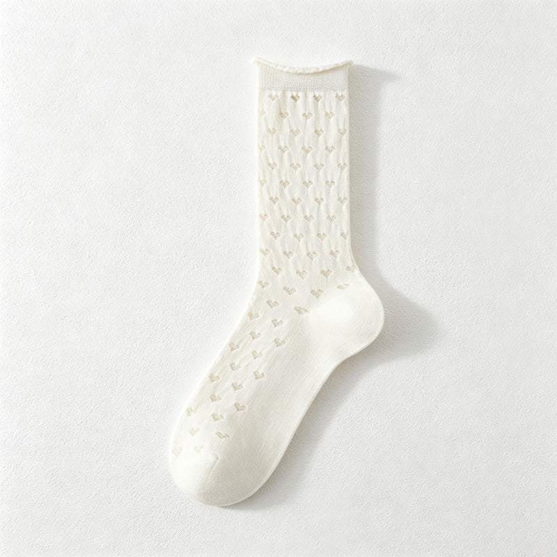 CouldNook Sheer Patterned Crew Socks-Light Sheer Finish