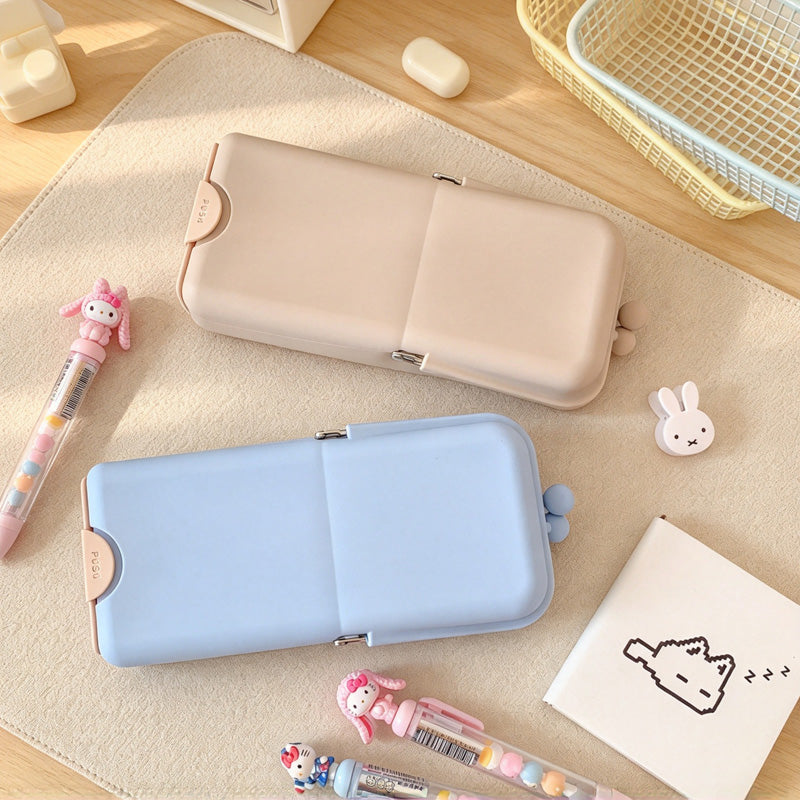 CouldNook Silicone Stand-Up Pencil Case - Folding Front And Ball Clasp