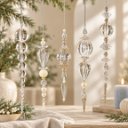 CouldNook Beaded Christmas Ornament - Clear Facets And Tapered Drop Shapes