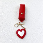 Lipstick Holder Keychain with Attached Heart Mirror