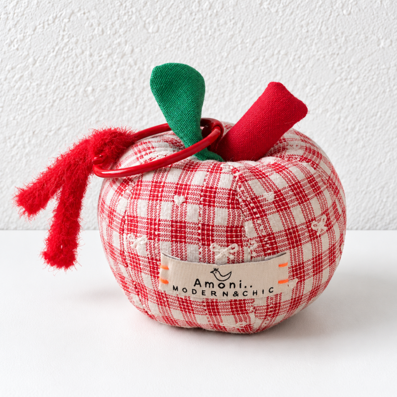 Apple Bag Charm - Floral Fabric and Hanging Ring