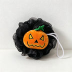 CouldNook Pumpkin Bath Pouf - Jack-O-Lantern Face And Hanging Cord