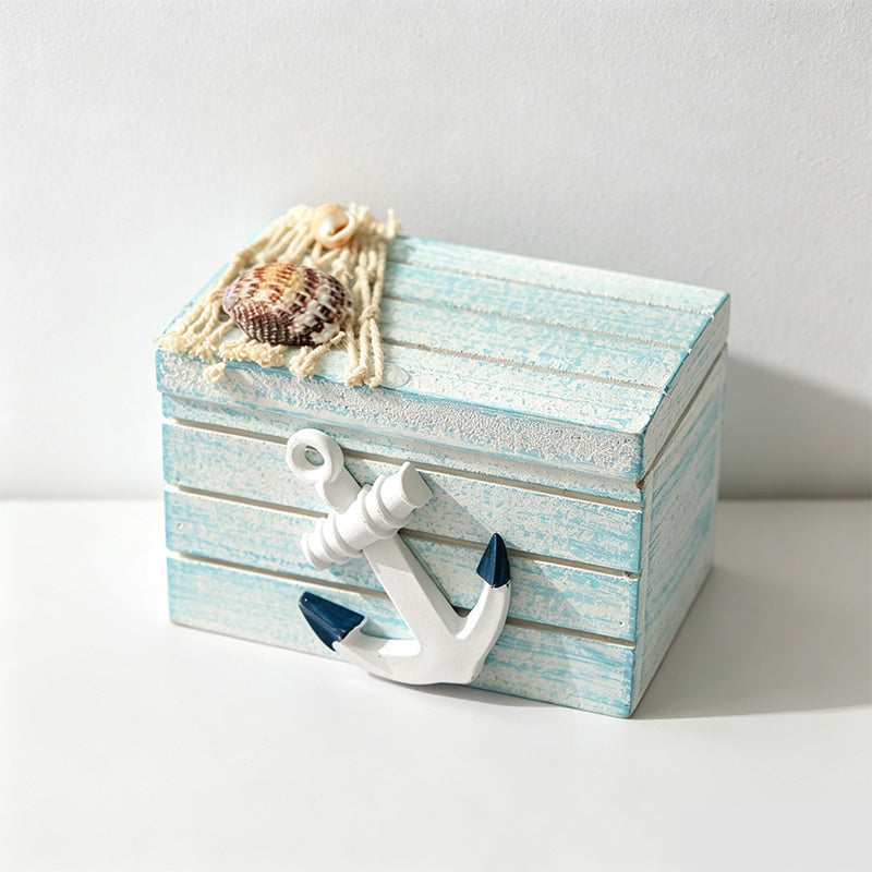 CouldNook Miniature Nautical Lifebuoy Box - Rustic Coastal Storage Decor