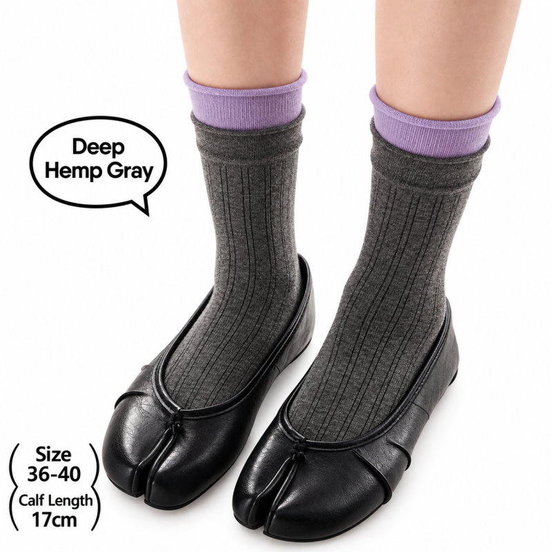 CouldNook Split-Toe Crew Socks - Double Cuff Contrast