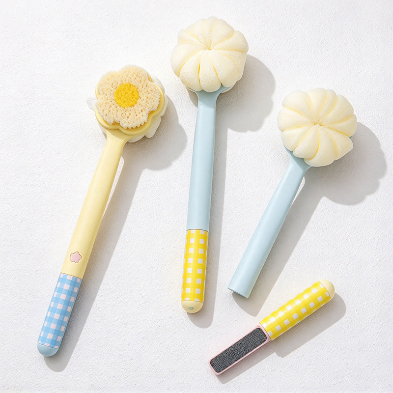 CouldNook Flower Bath Brush - Long Handle And Double Sided Head