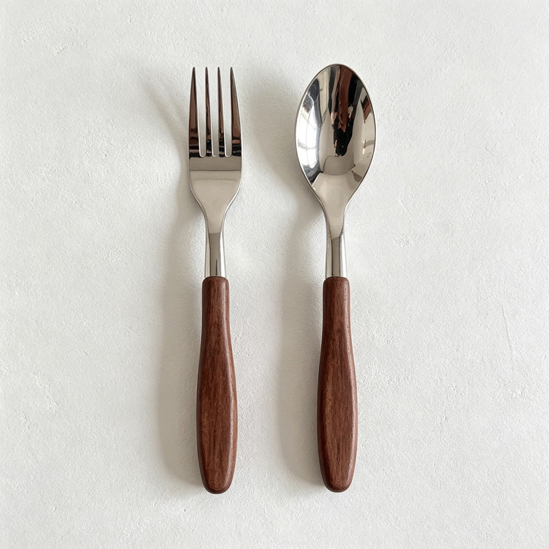 CouldNook Wood Look Stainless Flatware - Long Short Options (0731谭琪-MK2SSEP6K16DS14)-OK