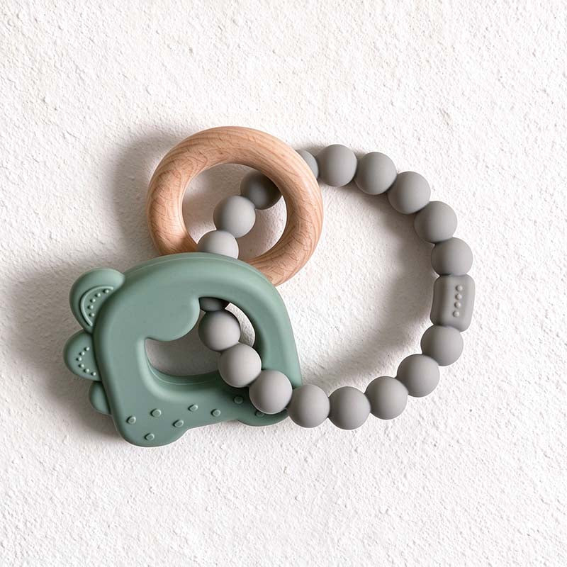 CouldNook Animal Teether - Beaded Loop and Shaped Wooden Pieces