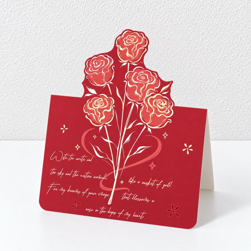 CouldNook Rose Bouquet Greeting Card - Shaped Floral Pop Up