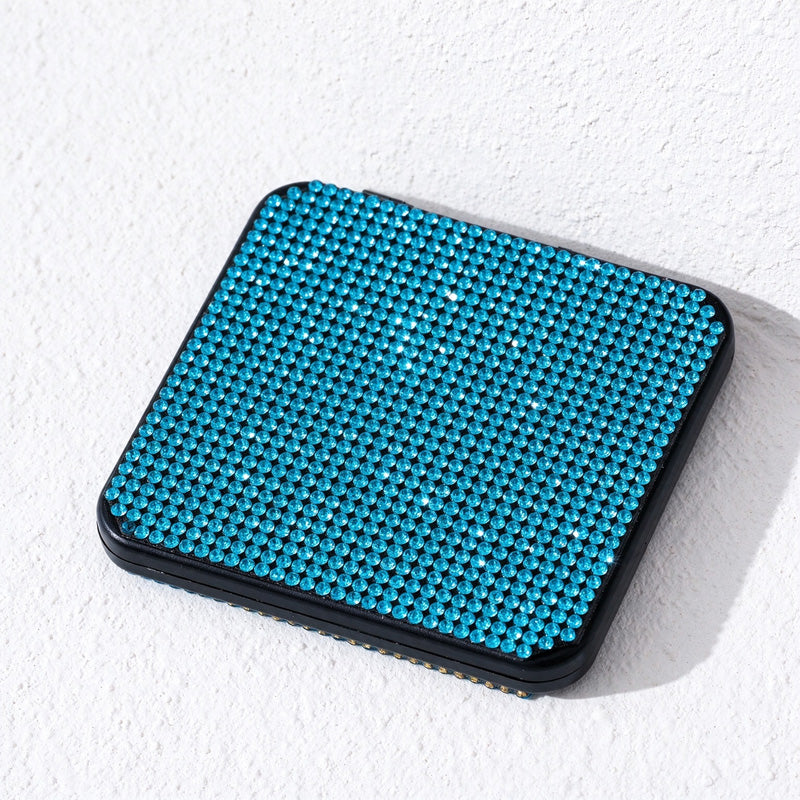 Rhinestone Folding Compact Mirror with Dual Reflective Panels