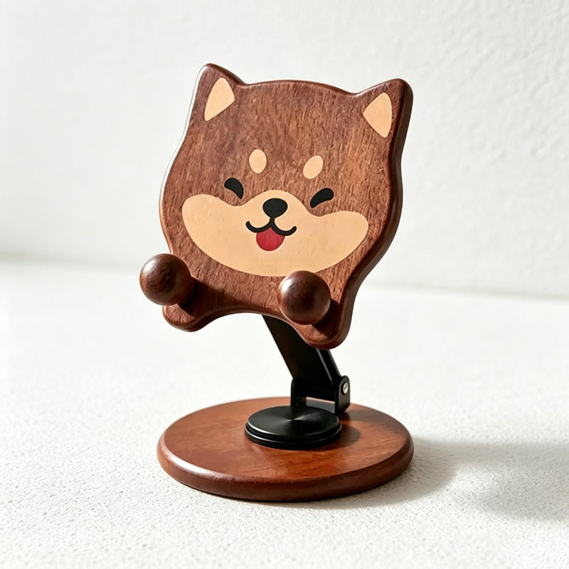 CouldNook Rotating Wooden Phone Stand - Animal Character Designs
