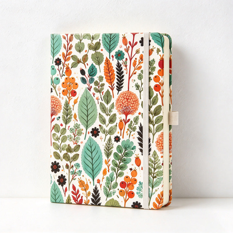 CouldNook Botanical Notebook - Leaf and Berry Prints and Elastic Closure