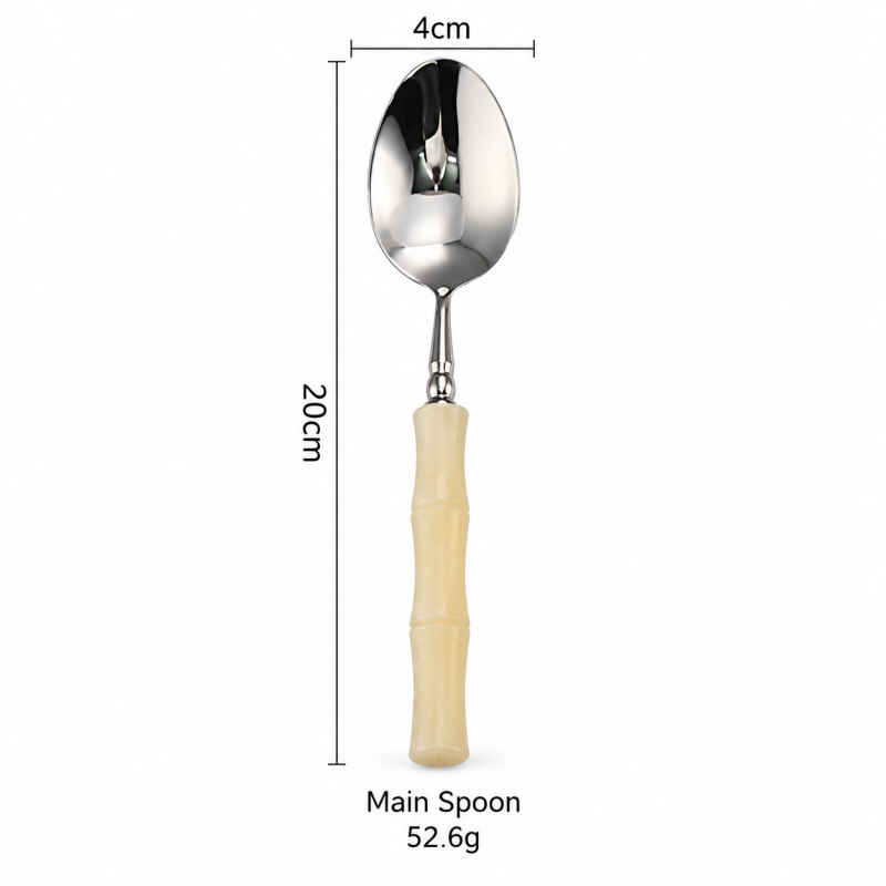 Bamboo Style Flatware - Segmented Acrylic Handles and Steel
