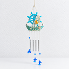 CouldNook Nautical Sailboat Wind Chime - Hanging Tubes And Blue Charms