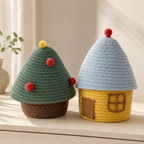 CouldNook House Shaped Cotton Rope Storage Basket - Roof Lid