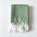 CouldNook Fringed Cotton Tea Towel - Herringbone Weave and Colors