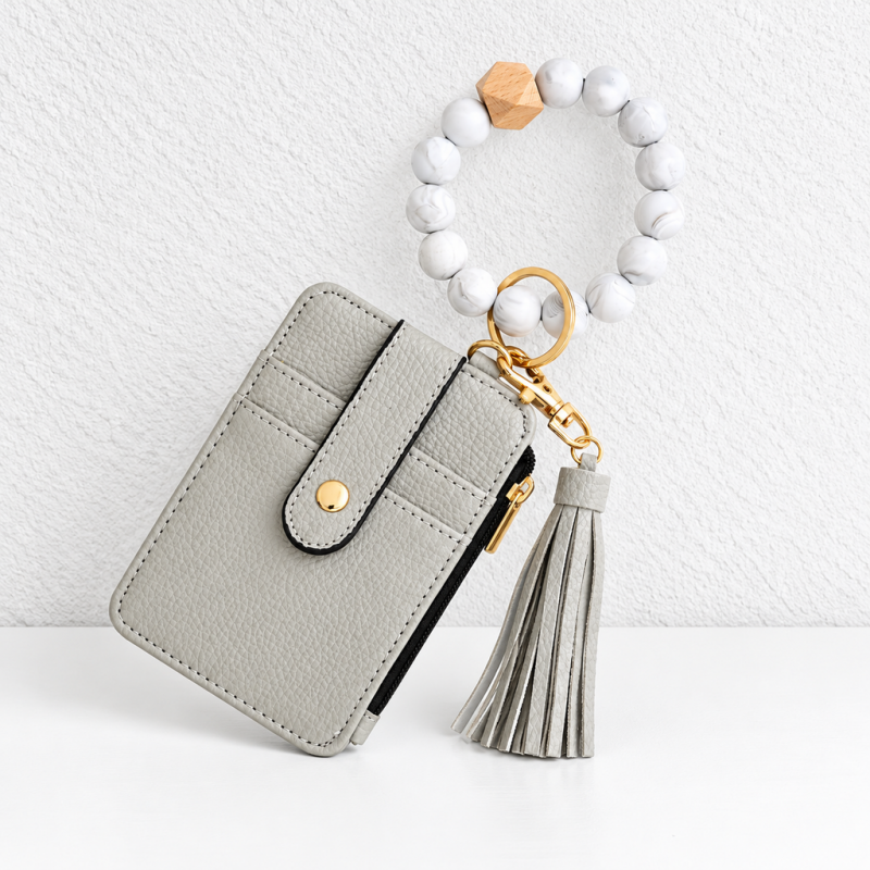 CouldNook Wristlet Card Wallet - Beaded Loop and Coordinating Tassel Detail