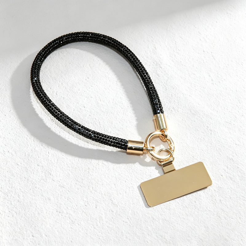 CouldNook Rhinestones Set Wrist Phone Strap with Square RhinestonesAccents