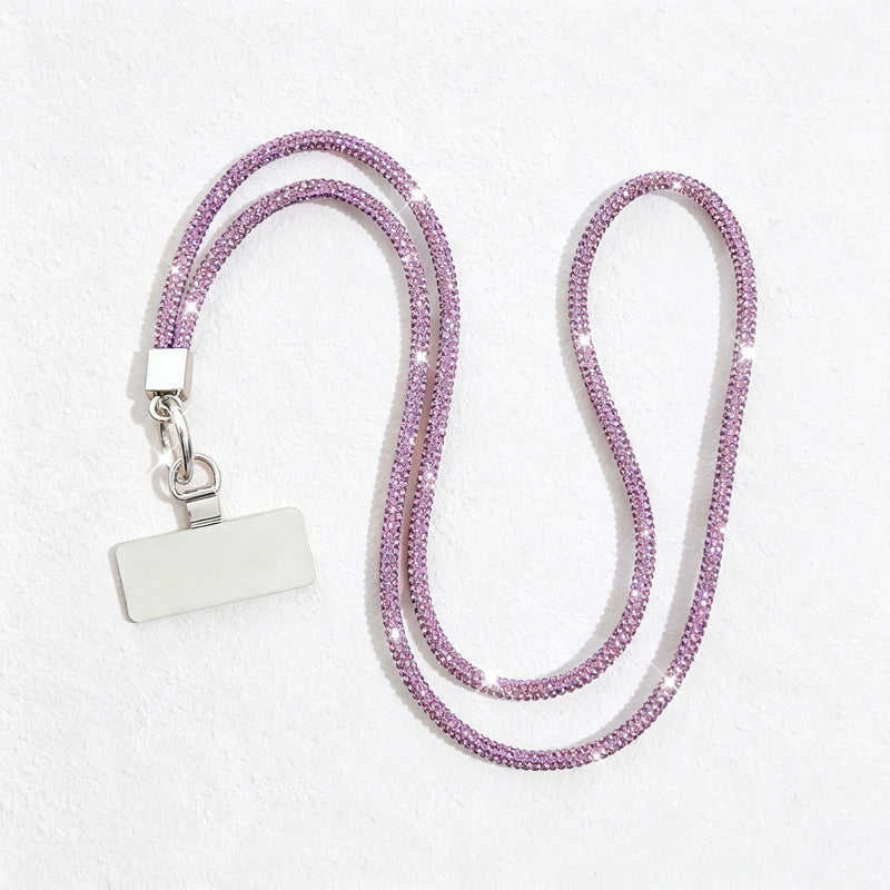 CouldNook Rhinestones Set Neck Phone Lanyard with Slender Stone-Set Line