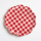 CouldNook Scalloped Paper Plates - Gingham Checks Or Colored Borders