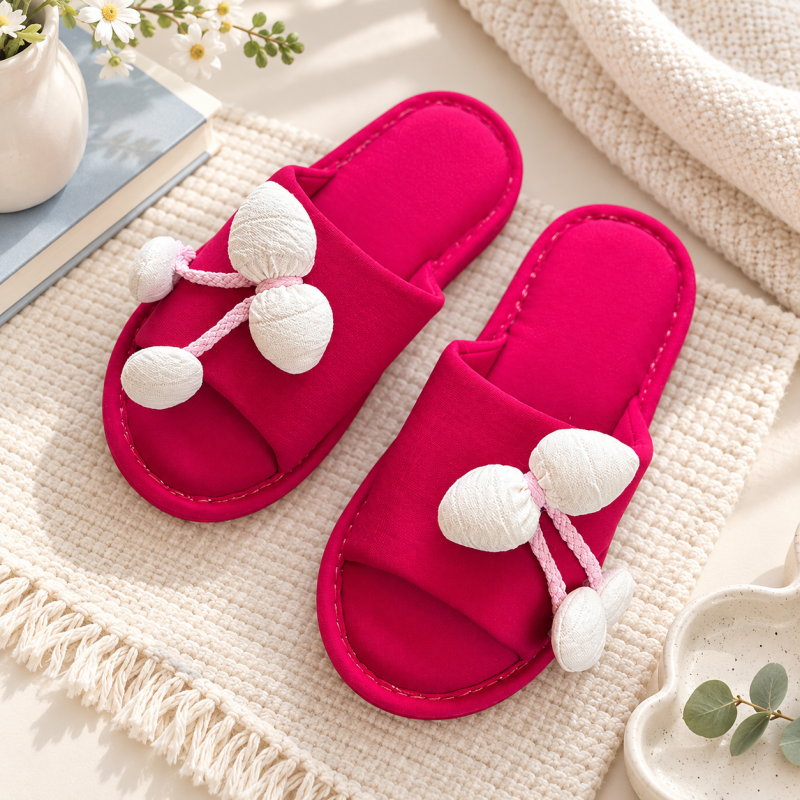 CouldNook Cherry Slide Slippers - Five Colorful Fabric Options