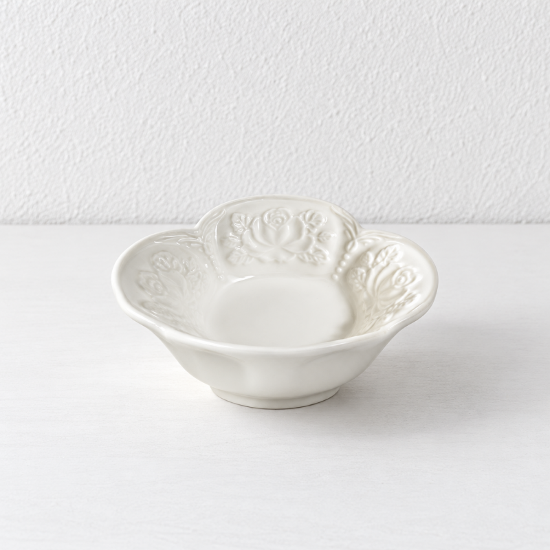 CouldNook Floral Dipping Dish - Embossed Scalloped Rim