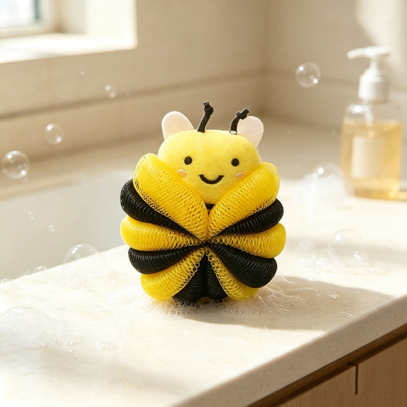 CouldNook Animal Bath Pouf - Braided Character Flower Design